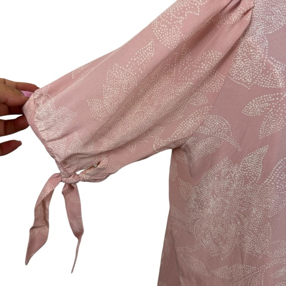 * Madewell 100% Silk V-Neck Tie-Sleeve Top in Pindot Blooms NWT $110 Dainty - Picture 9 of 14